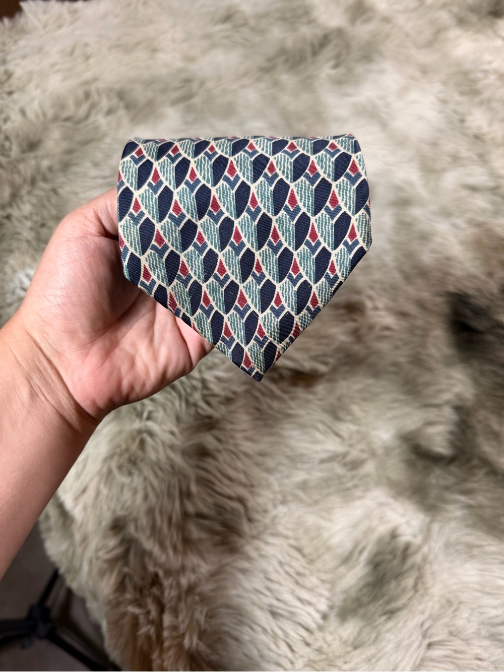 Vintage Oscar De La Renta Couture Geometric Pattern Silk Men's Tie